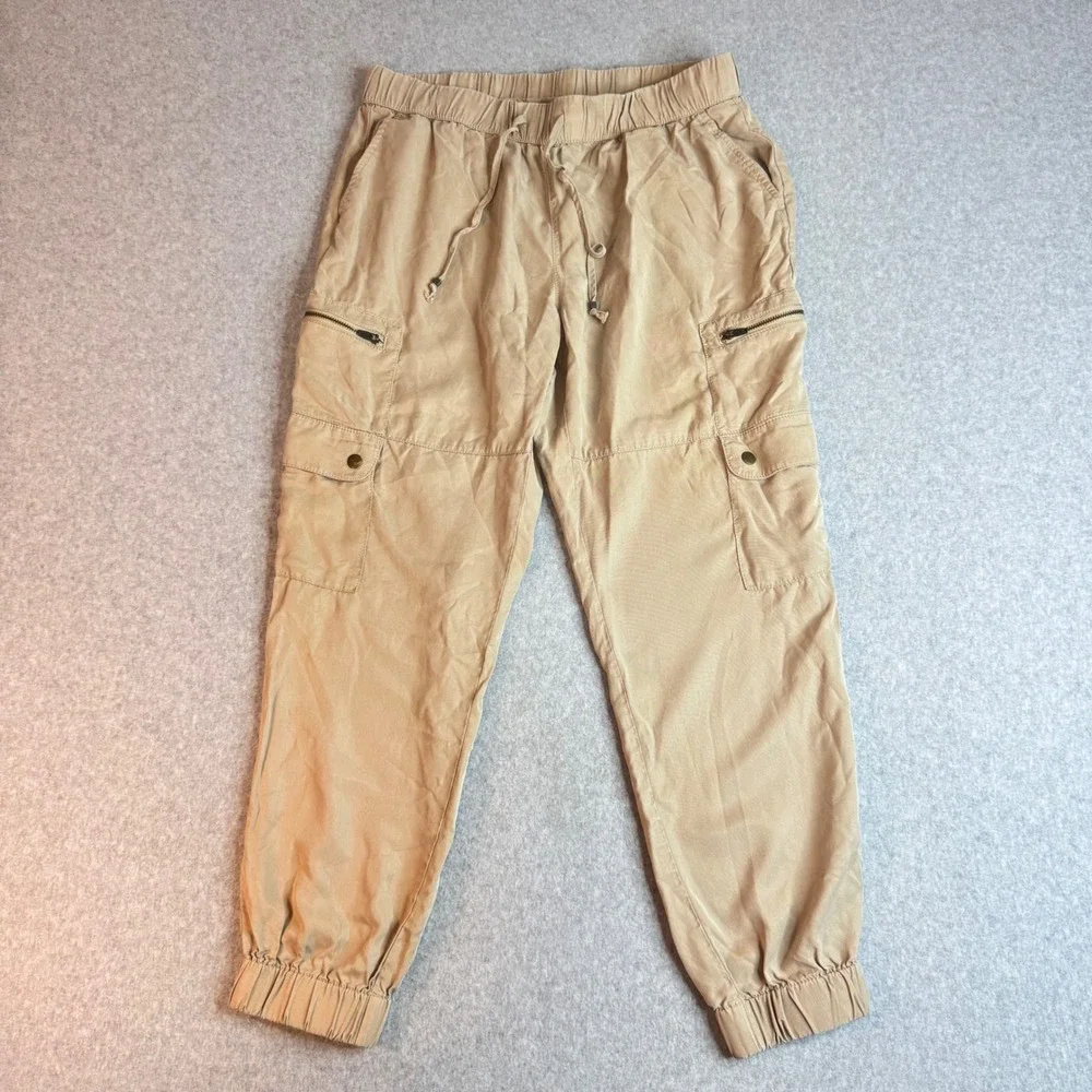 Banana Republic Mens Tan Lyocell Cargo Jogger Pants Elastic Waist Khaki Size M